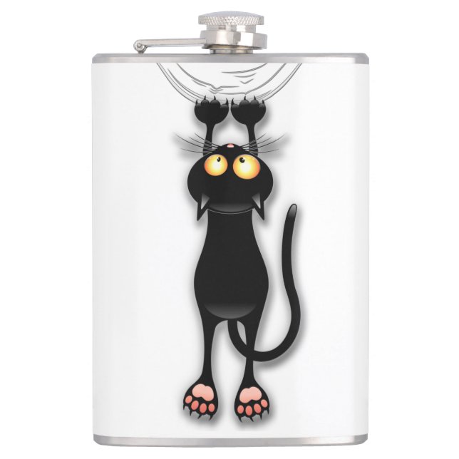 Cat funny Character Scratching Fabric Flask (Front)