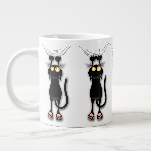 Cat funny Character Scratching Fabric Giant Coffee Mug (Left)