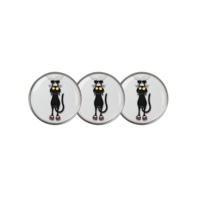 Cat funny Character Scratching Fabric Golf Ball Marker (3 Up)