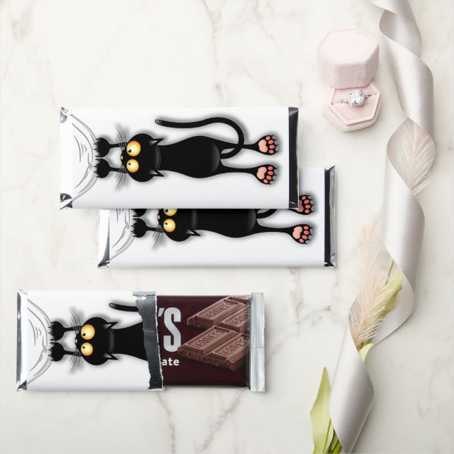 Cat funny Character Scratching Fabric Hershey Bar Favors (Front)