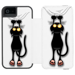 Cat funny Character Scratching Fabric iPhone SE/5/5s Wallet Case