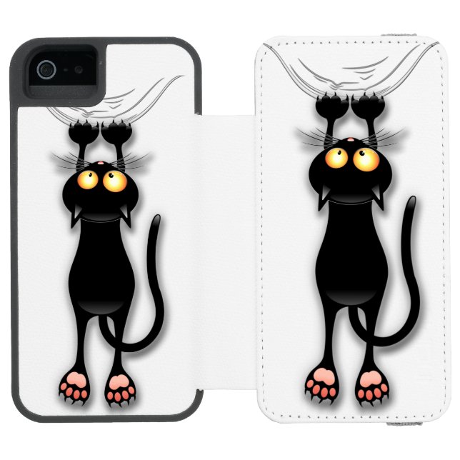 Cat funny Character Scratching Fabric Incipio iPhone Wallet Case (Folio Open)