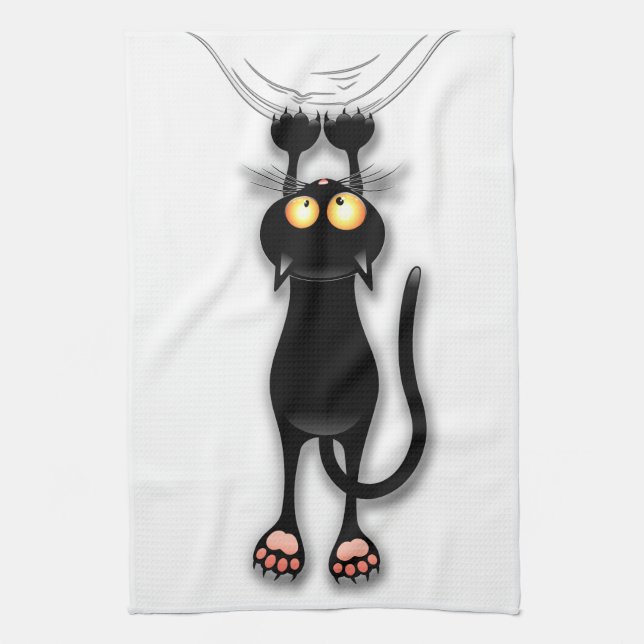 Cat funny Character Scratching Fabric Kitchen Towel (Vertical)
