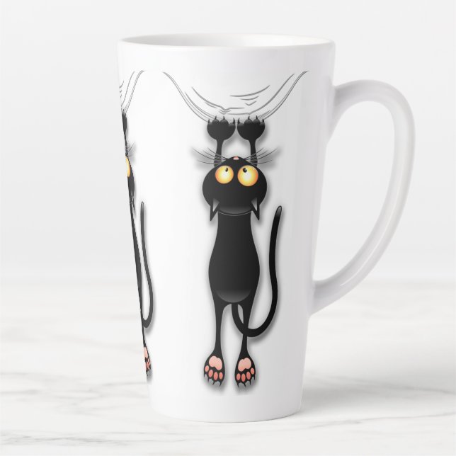 Cat funny Character Scratching Fabric Latte Mug (Right)