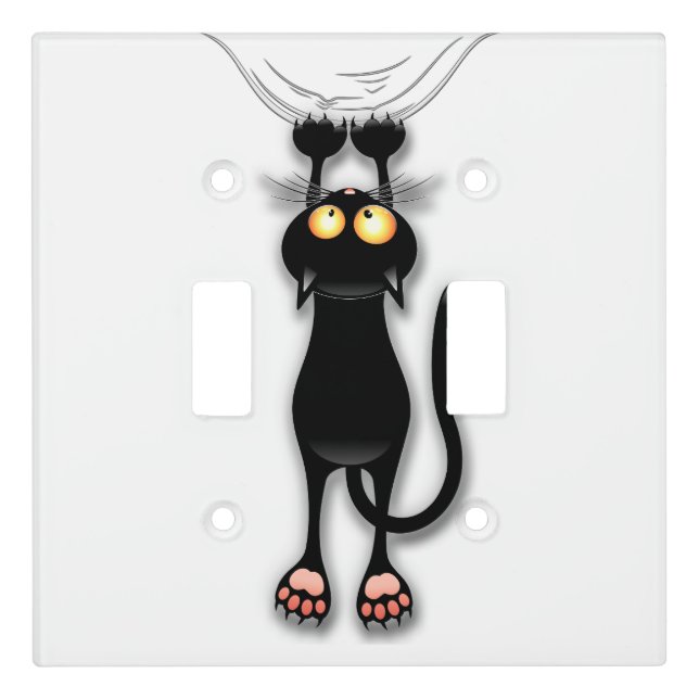 Cat funny Character Scratching Fabric Light Switch Cover (Front)