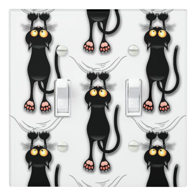 Cat funny Character Scratching Fabric Light Switch Cover (In Situ)