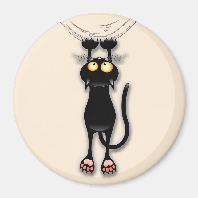 Cat funny Character Scratching Fabric Magnet (Front)