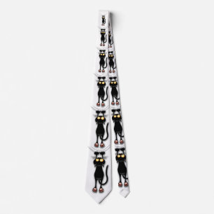 Cat funny Character Scratching Fabric Neck Tie