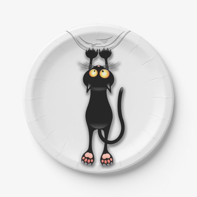 Cat funny Character Scratching Fabric Paper Plates (Front)