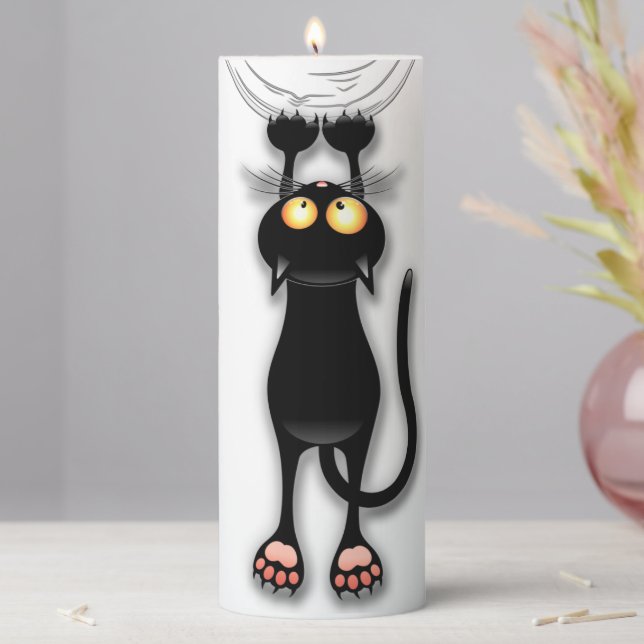 Cat funny Character Scratching Fabric Pillar Candle (In Situ)