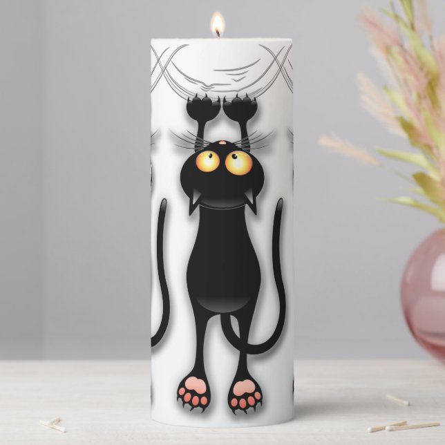 Cat funny Character Scratching Fabric Pillar Candle (In Situ)