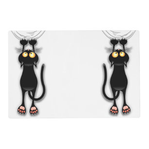 Cat funny Character Scratching Fabric Placemat