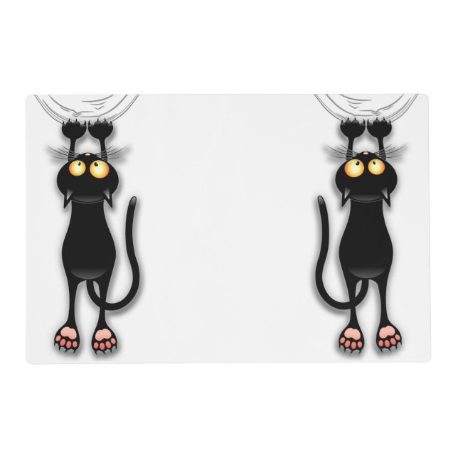 Cat funny Character Scratching Fabric Placemat (Front)