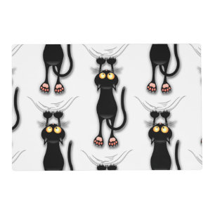 Cat funny Character Scratching Fabric Placemat