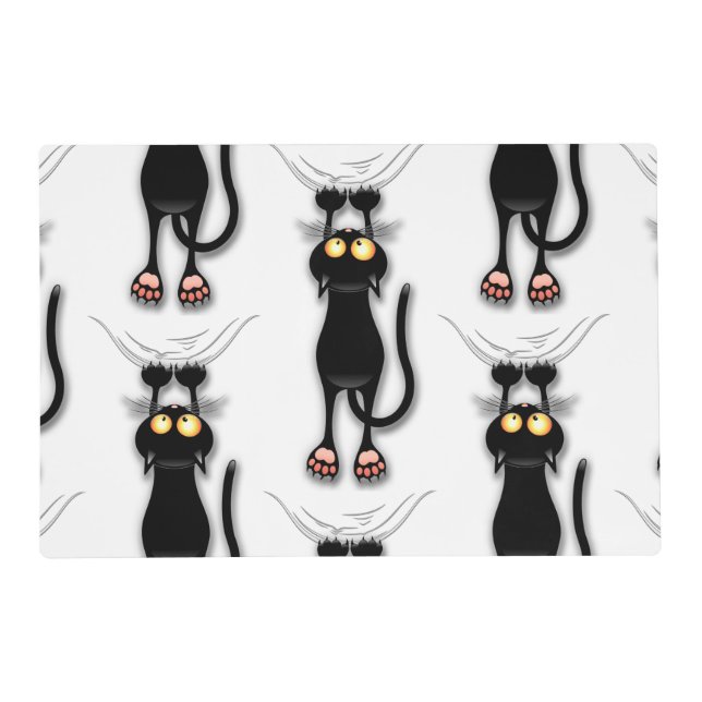 Cat funny Character Scratching Fabric Placemat (Front)