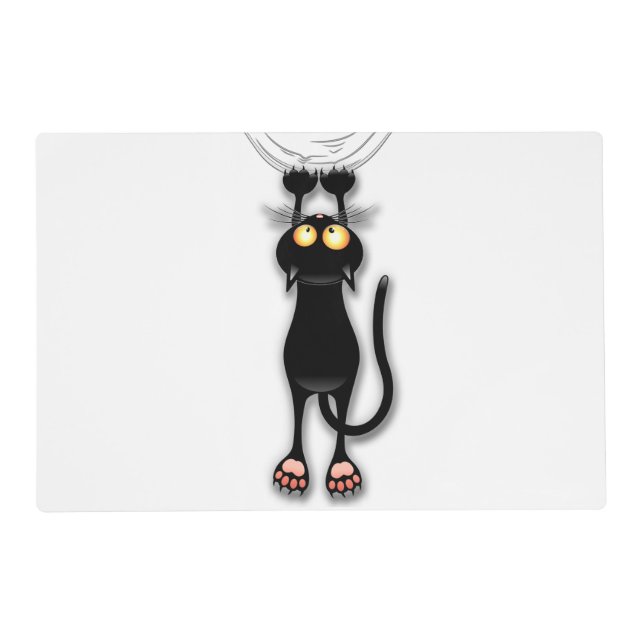 Cat funny Character Scratching Fabric Placemat (Front)