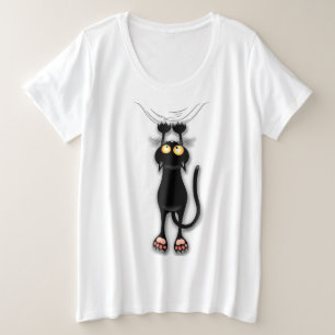 Cat funny Character Scratching Fabric Plus Size T-Shirt