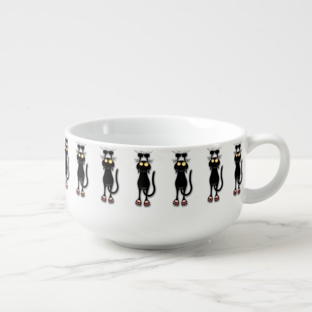 Cat funny Character Scratching Fabric Soup Mug (Left)