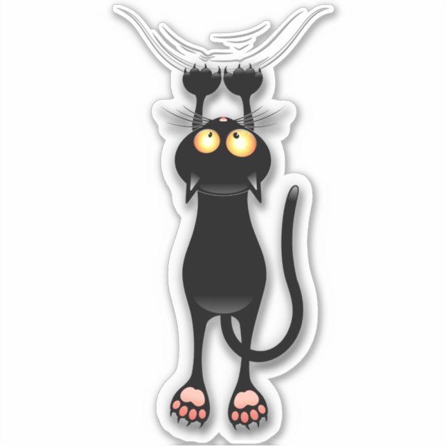 Cat funny Character Scratching Fabric Sticker (Front)