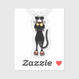 Cat funny Character Scratching Fabric Sticker