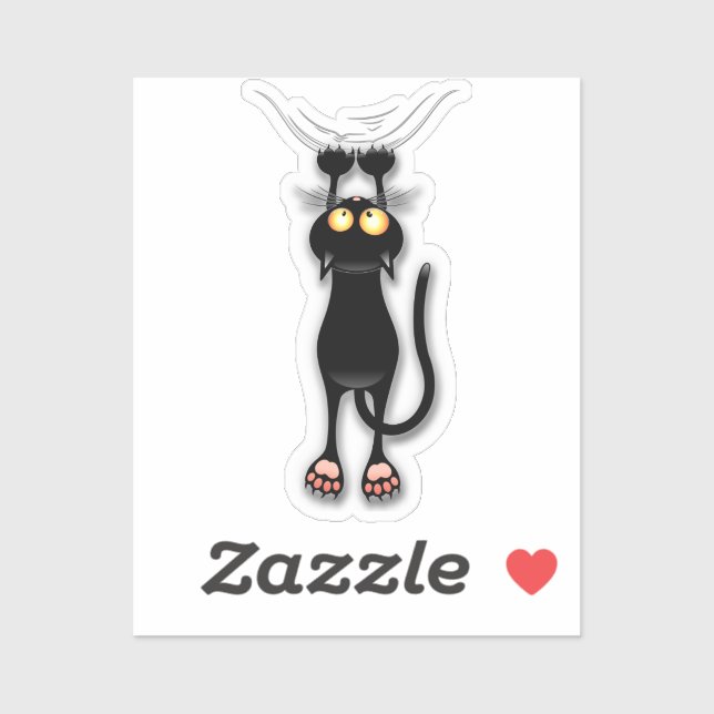 Cat funny Character Scratching Fabric Sticker (Sheet)
