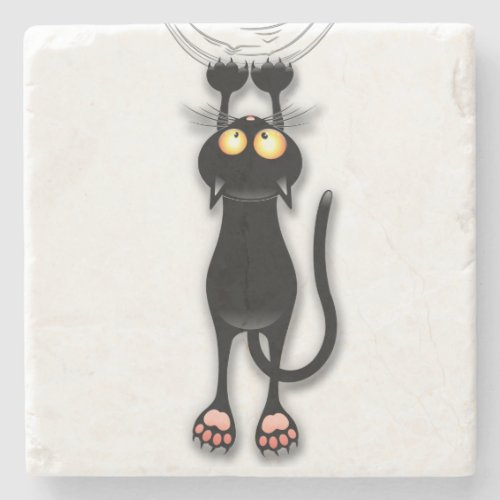 Cat funny Character Scratching Fabric Stone Coaster