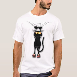 Cat funny Character Scratching Fabric T-Shirt