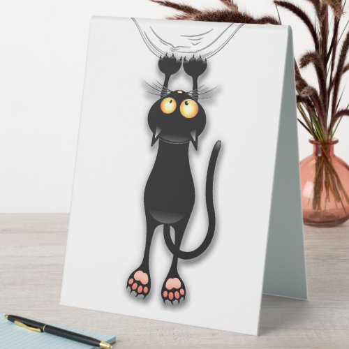 Cat funny Character Scratching Fabric Table Tent Sign