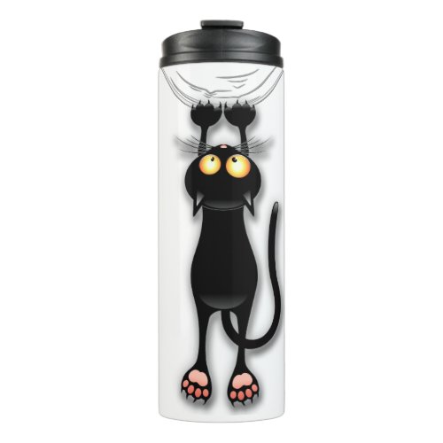 Cat funny Character Scratching Fabric Thermal Tumbler