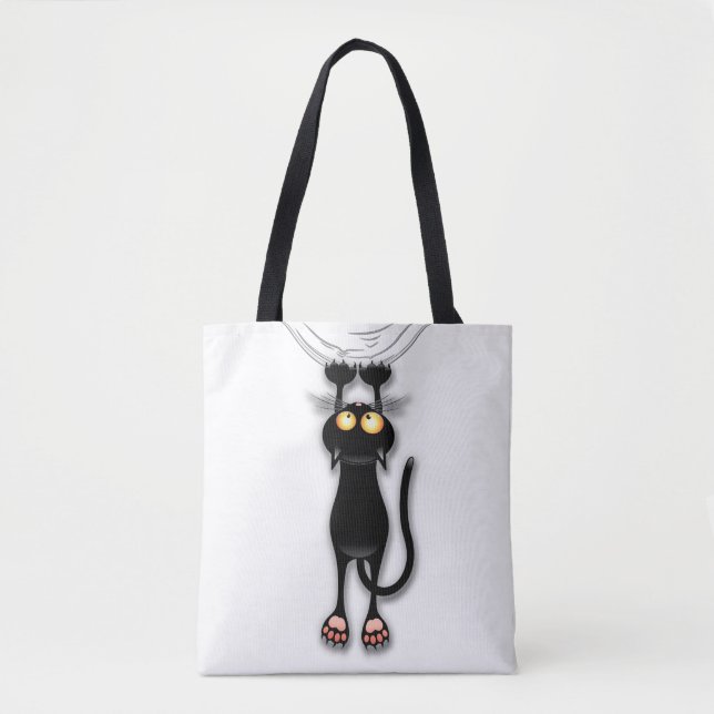 Cat funny Character Scratching Fabric Tote Bag (Front)