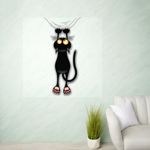 Cat funny Character Scratching Fabric Wall Decal