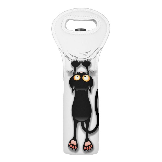 Cat funny Character Scratching Fabric Wine Bag (Front)