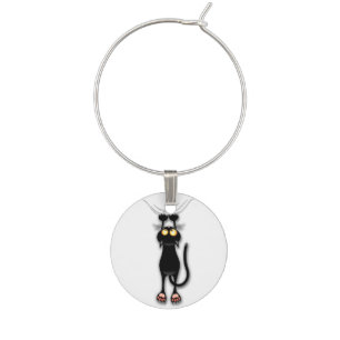 Cat funny Character Scratching Fabric Wine Charm