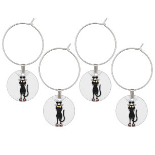 Cat funny Character Scratching Fabric Wine Charm