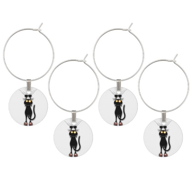 Cat funny Character Scratching Fabric Wine Charm (Staggered)