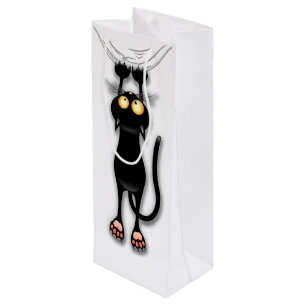 Cat funny Character Scratching Fabric Wine Gift Bag