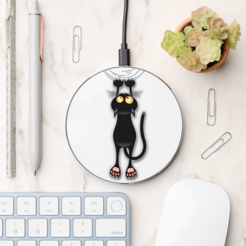 Cat funny Character Scratching Fabric Wireless Charger
