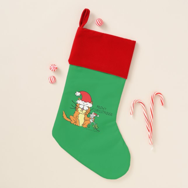 Cat Funny Christmas Cartoon Cute Mouse Christmas Stocking (Front)