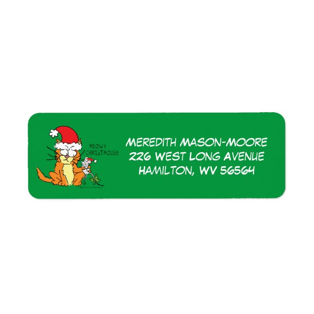 Cat Funny Christmas Cartoon Cute Mouse Label (Front)