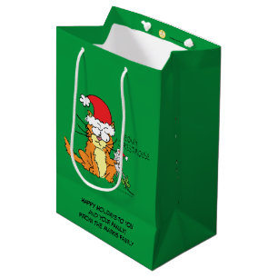 Cat Funny Christmas Cartoon Cute Mouse Medium Gift Bag
