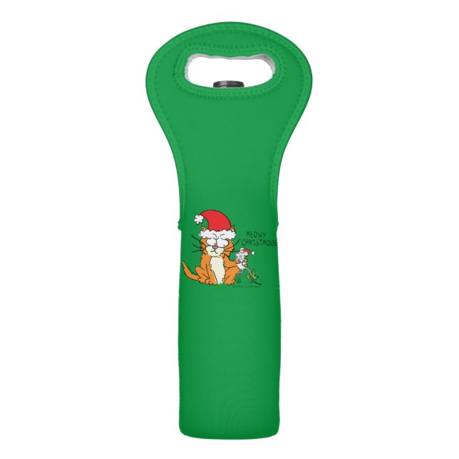 Cat Funny Christmas Cartoon Cute Mouse Wine Bag (Front)