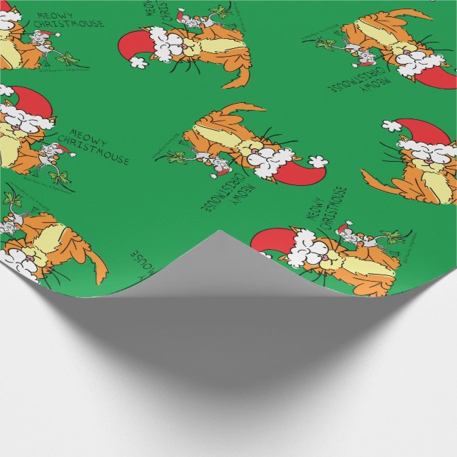 Cat Funny Christmas Cartoon Cute Mouse Wrapping Paper (Corner)