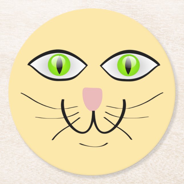 Cat Funny Face Cartoon-29034 Round Paper Coaster (Front)