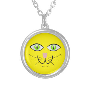 Cat Funny Face Cartoon-29034 Silver Plated Necklace