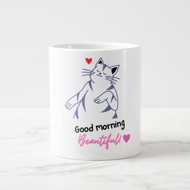 Cat funny morning giant coffee mug (Front)