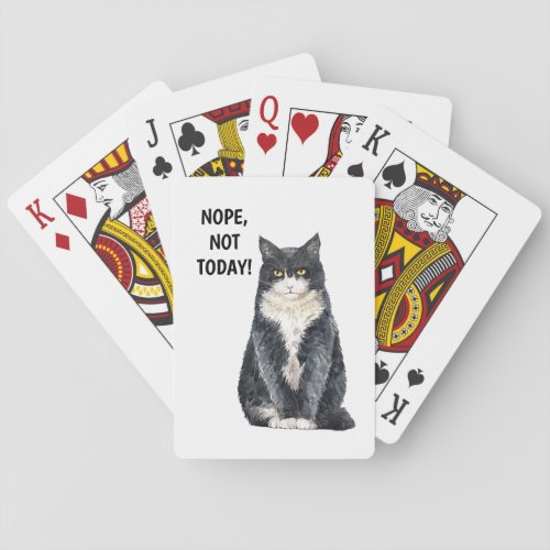 Cat Funny Nope Not Today Meme Grumpy Grouchy Playing Cards