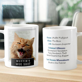 Cat Funny Novelty Mugshot Personalized Photo Text Coffee Mug by PictureCollage at Zazzle
