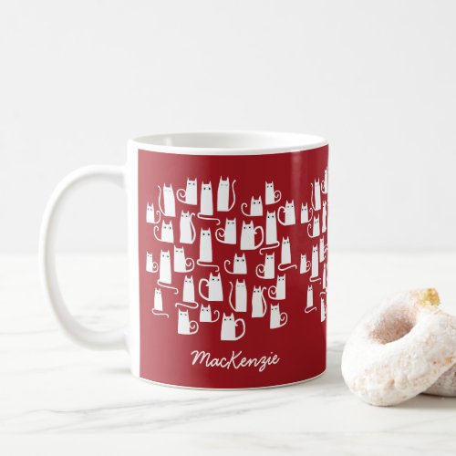 Cat Funny Red White Coffee Mug