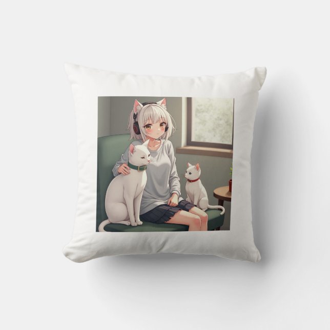 Cat funny  throw pillow (Front)