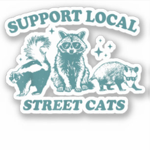 Cat Funny Vintage Raccoon Opossum Skunk Sticker